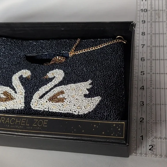 Rachel Zoe Beaded Clutch Purse with Swan Design - Picture 7 of 7
